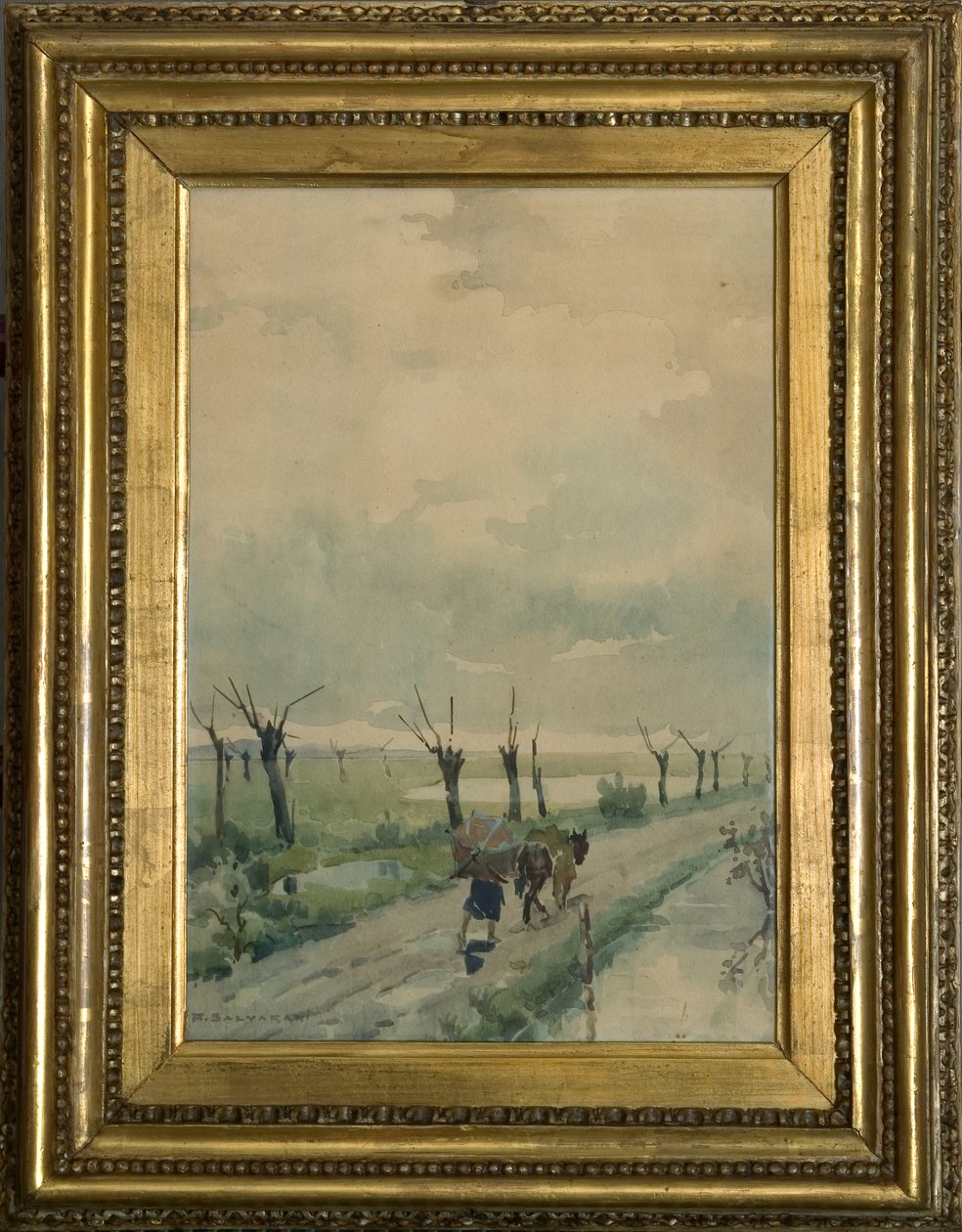 Landschap met personen 1918-19 door Arcangelo Salvarani