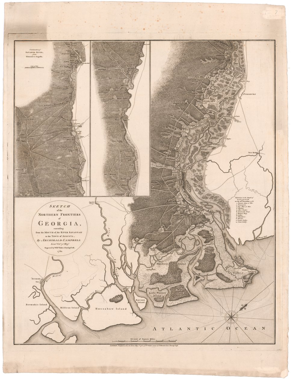 Kaart van de noordelijke grenzen van Georgia door Campbell door Archibald (after) Campbell