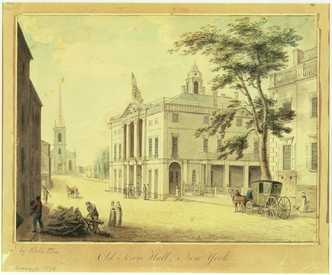 Het Oude Stadhuis (Federal Hall) New York City, 1798 door Archibald Robertson