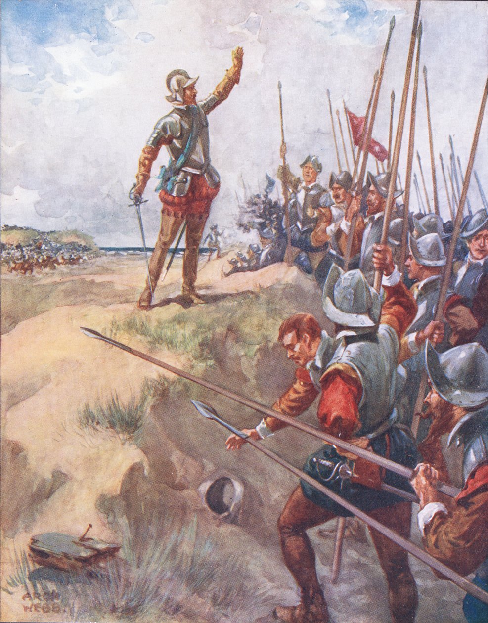 Ik zal de dapperste man in het gevecht zijn, illustratie uit Ballads of Famous Fights, ca. 1900 door Archibald Webb