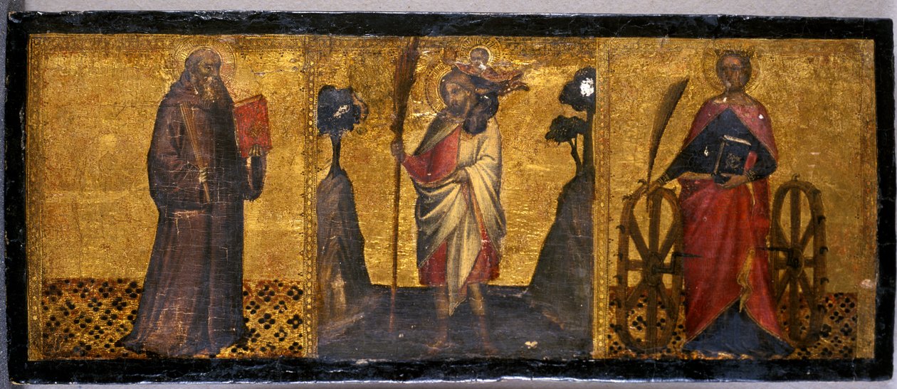 St. Benedictus, St. Christoffel en St. Catharina, c.1400 door Aretino Luca Spinello or Spinelli