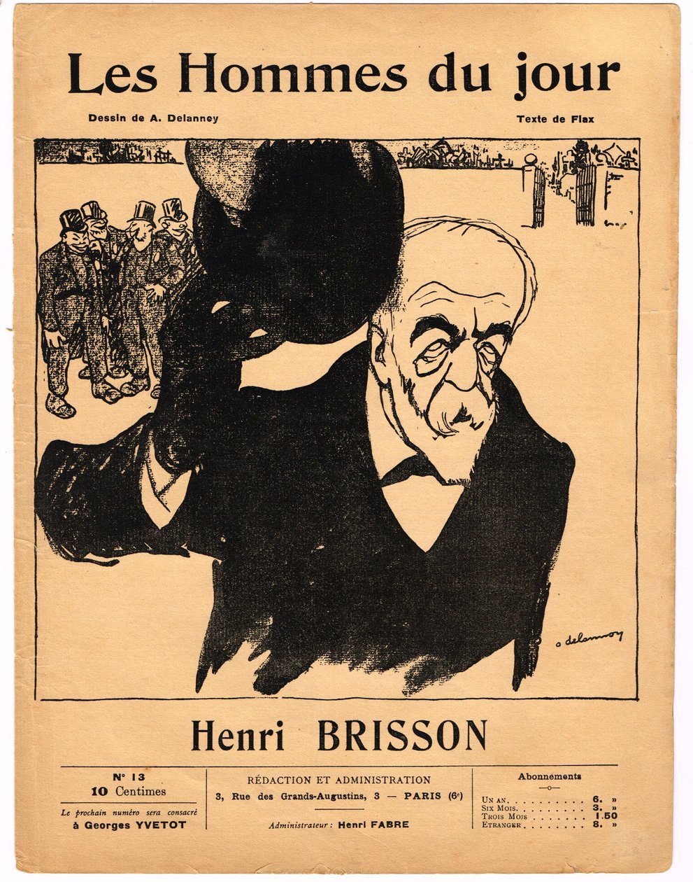 Omslag van Les Hommes du jour, Satirisch in ZW door Aristide Delannoy