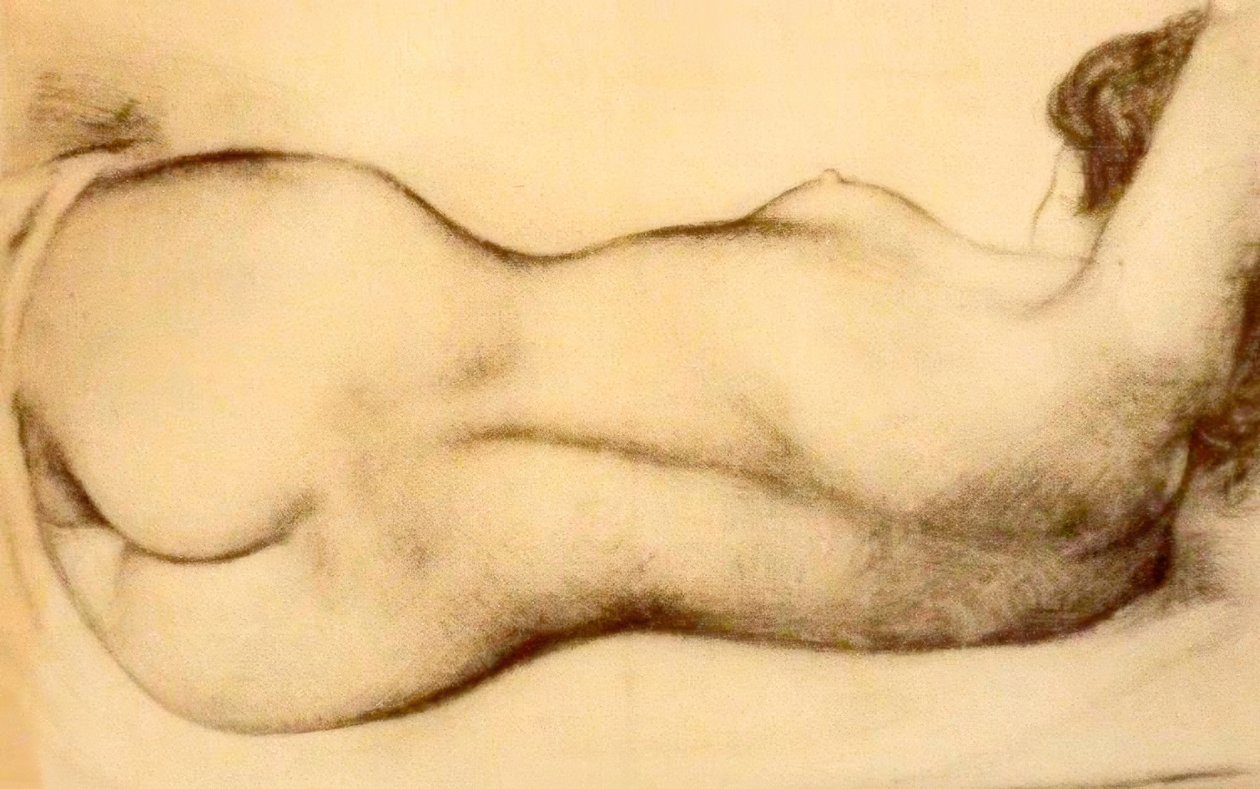 Schets van een liggende naakte vrouw door Aristide Maillol