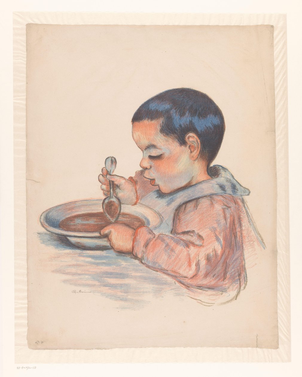 Kind dat soep eet door Armand Guillaumin