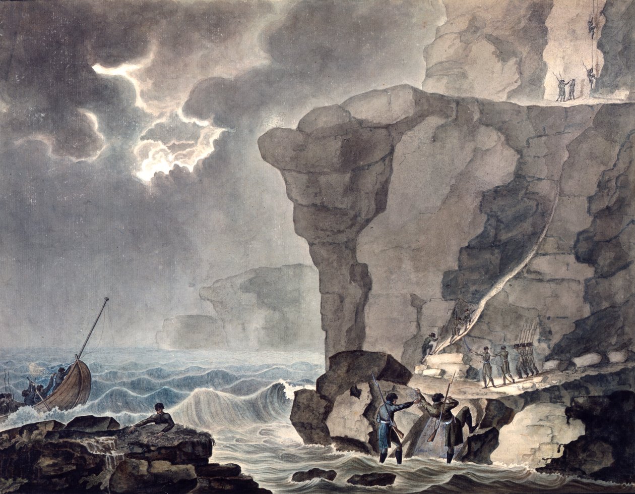 Landing van de samenzweerders in de Cadoudal-affaire bij de klif van Biville, 1771-1847 door Armand Jules Marie Heraclius de Polignac