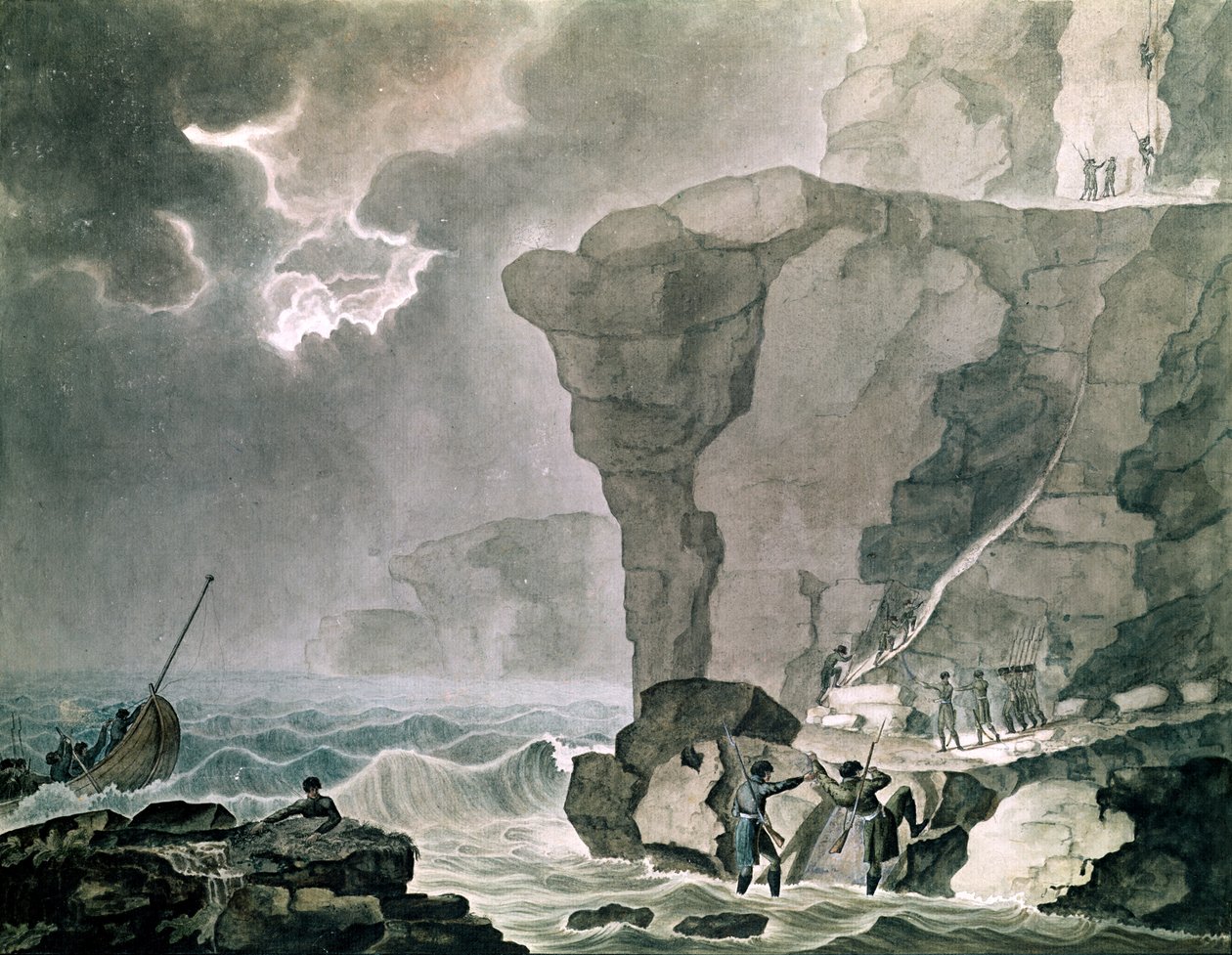 Landing van de samenzweerders in de Cadoudal-affaire bij de klif van Biville nabij Dieppe, 16 januari 1804 door Armand de Polignac