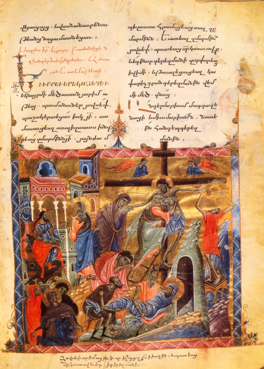 De afdaling in het graf. De begrafenis van Christus, ca. 1200-99 door Armenian School
