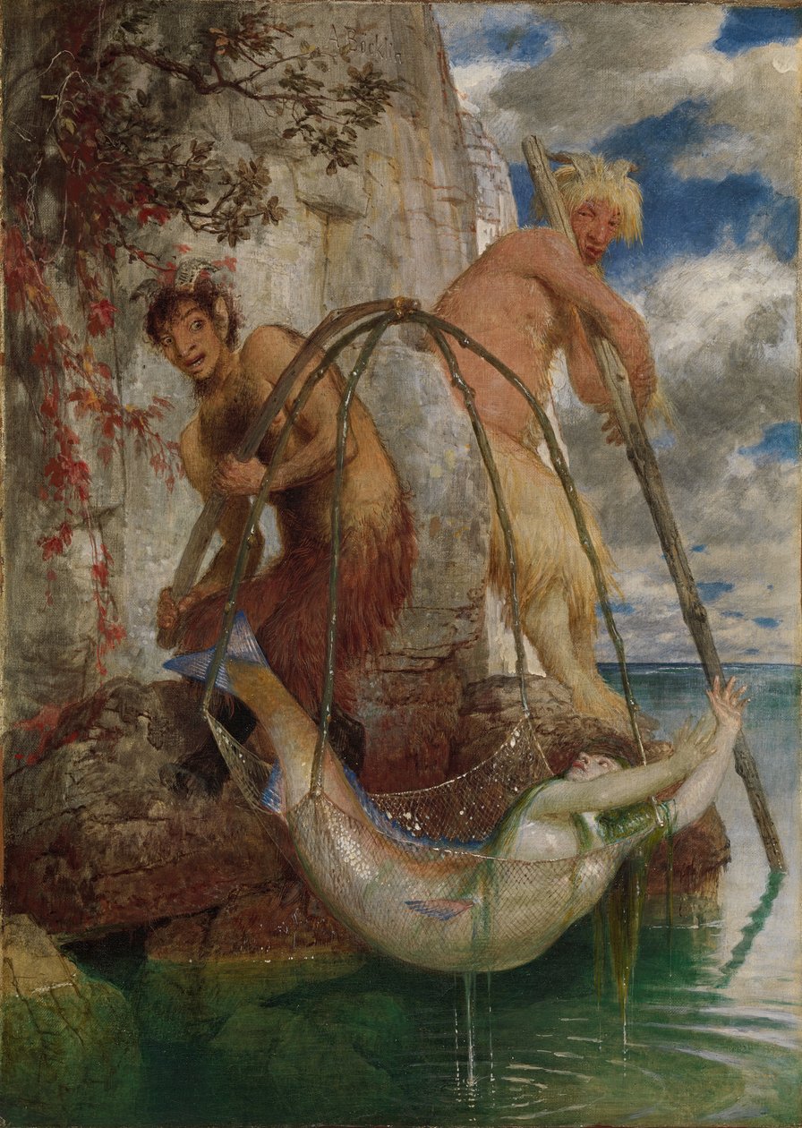 Twee vissende Pans door Arnold Böcklin