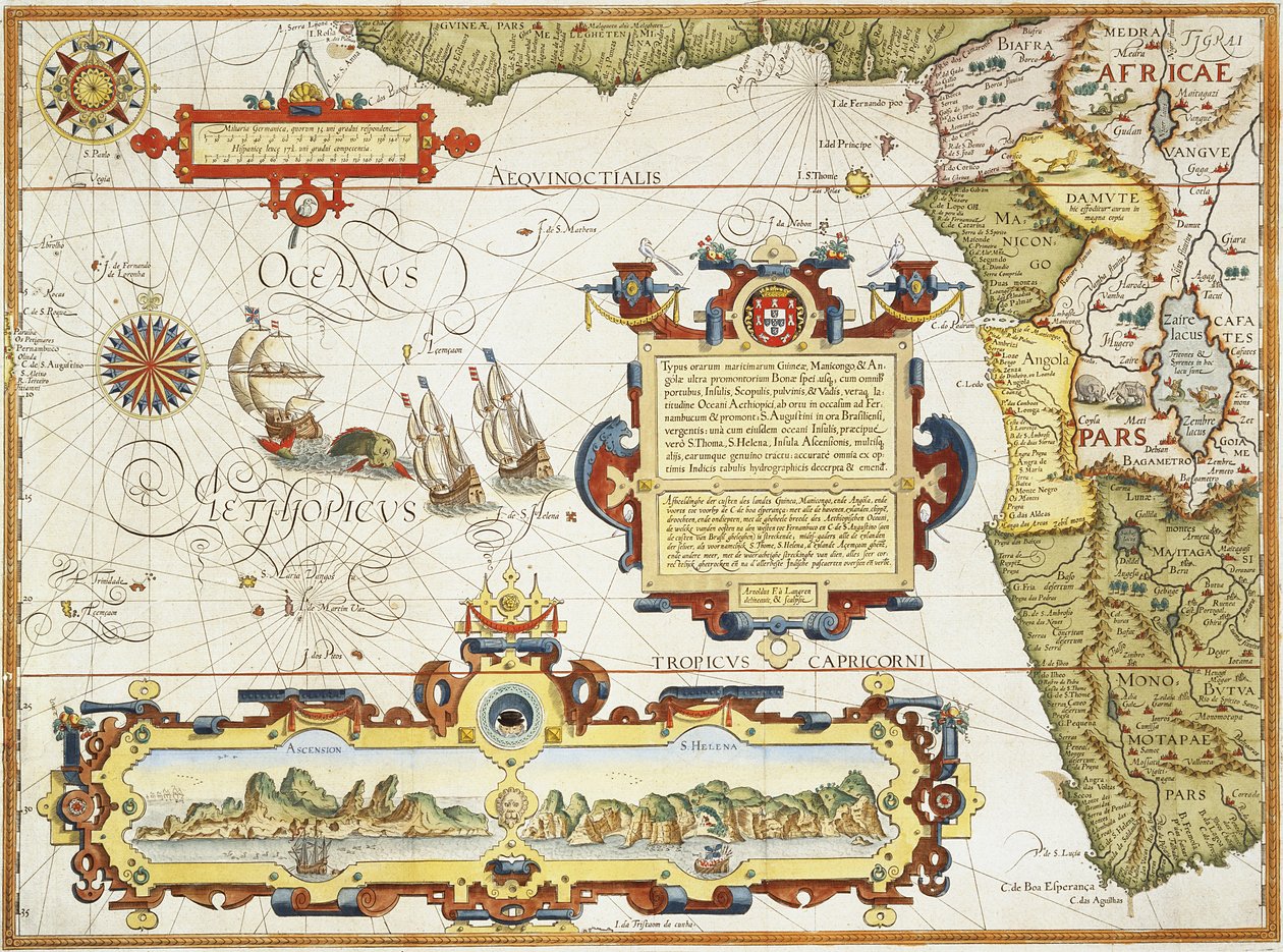 Kaart van de West-Afrikaanse kustlijn, 1596 door Arnold Florent van Langren