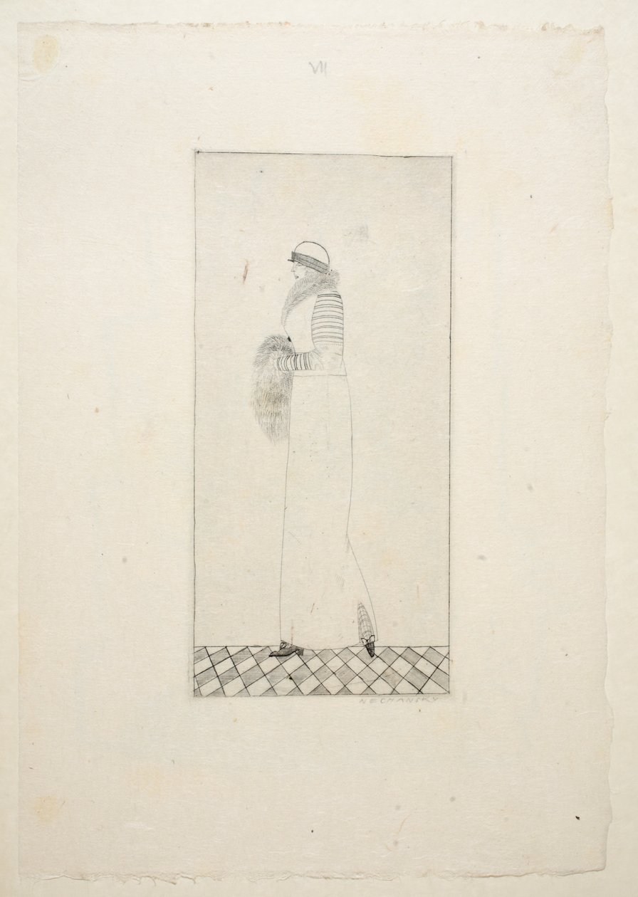 Ontwerp voor een dagjurk, Plaat 7, Boek 1, illustratie uit Wiener Werkstatte Mode 1914-1915, uitgegeven door Eduard Kosmack, Wenen door Arnold Nechansky