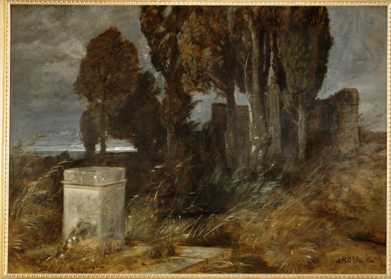 Heiligtum des Herakles - Heiligdom van Hercules ... (schilderij op doek) door Arnold Böcklin
