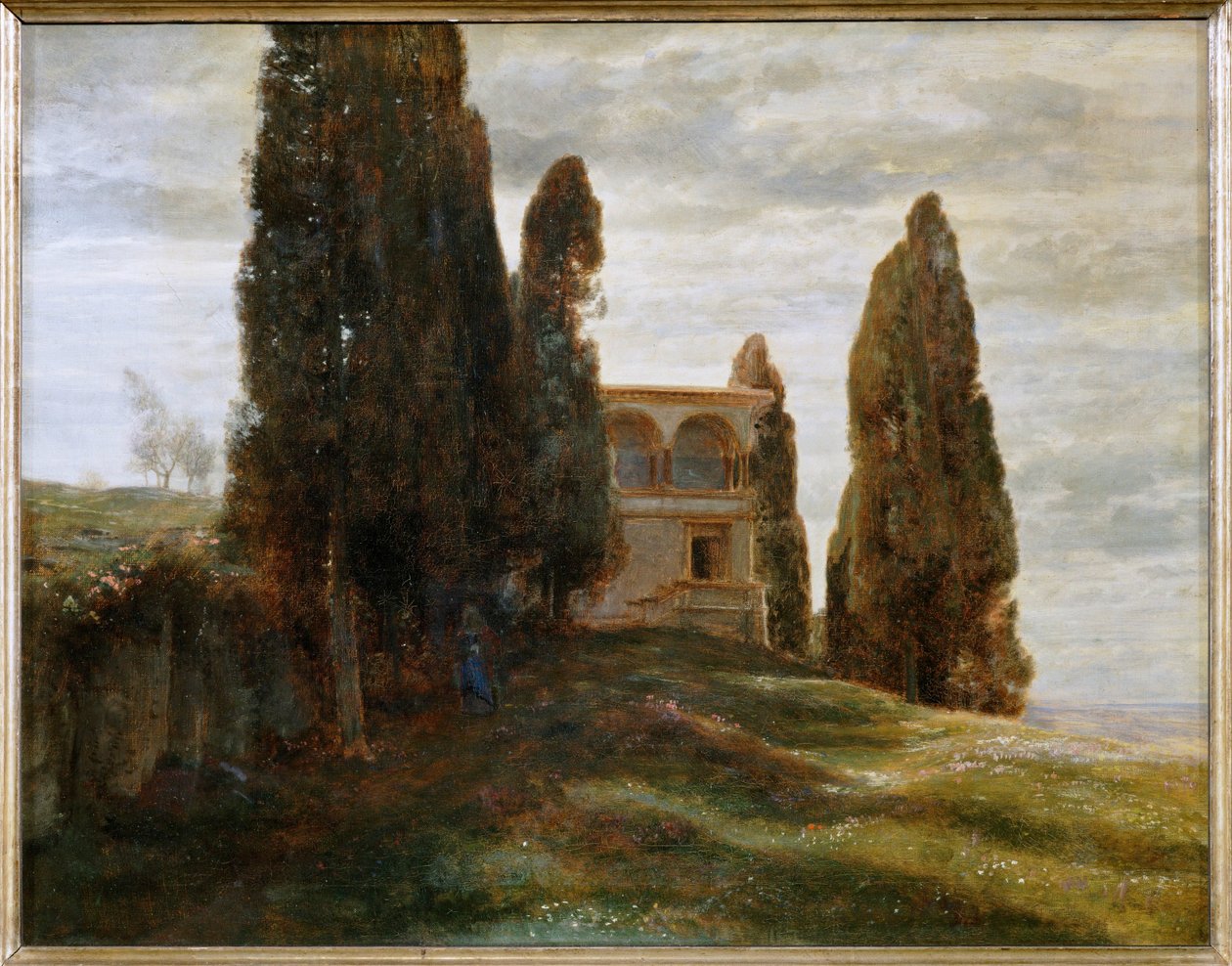 Italienische Villa im Fruehling - Italiaanse villa in de lente ... (schilderij op doek) door Arnold Böcklin