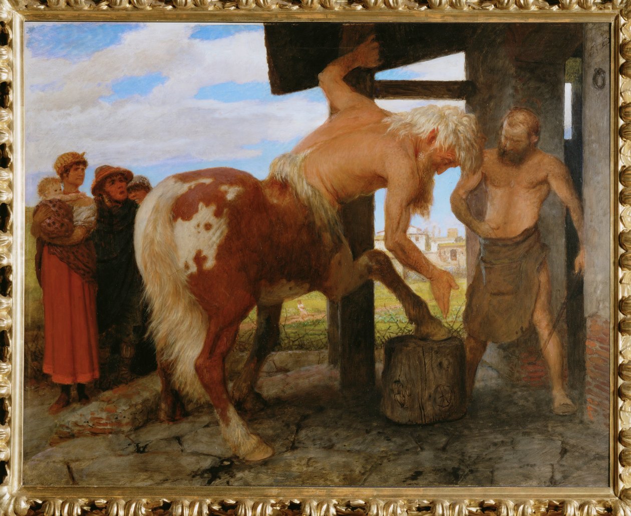 Kentaur in der Dorfschmiede - Centaur in de dorpssmederij ... door Arnold Böcklin