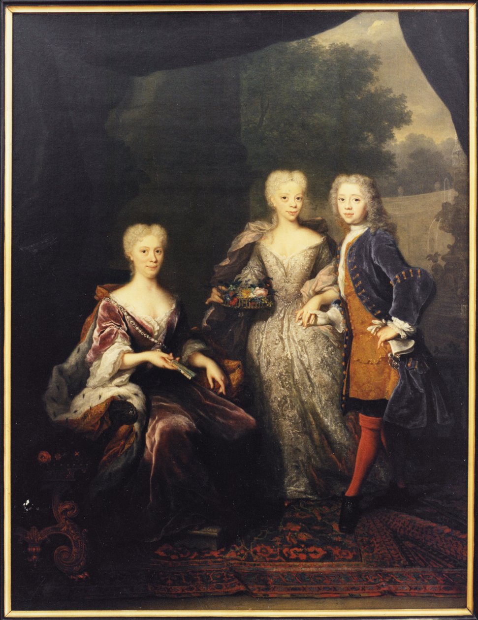 Landgravin Marie Louise van Hessen-Kassel (1688-1765), Prinses van Oranje, met kinderen door Arnold Boonen