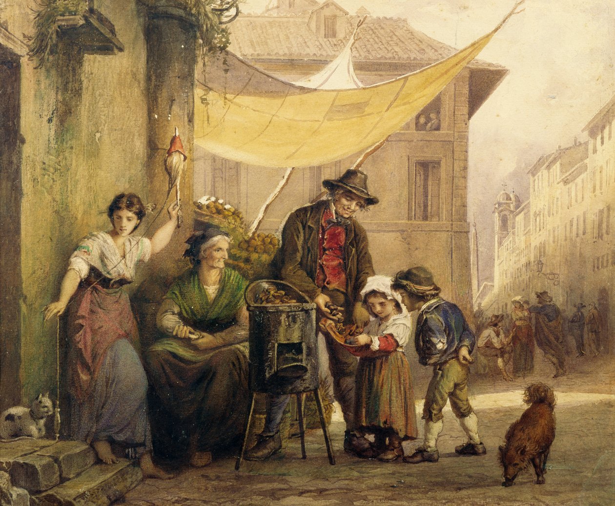 Kastanjekraam op de Via Sistina in Rome door Arnold Corrodi