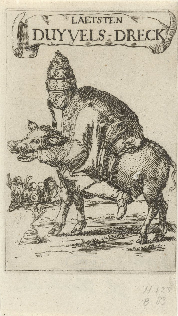Paus op een varken door Arnold Houbraken