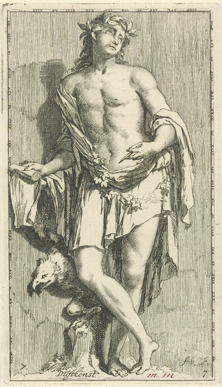 Personificatie van de dichtkunst door Arnold Houbraken