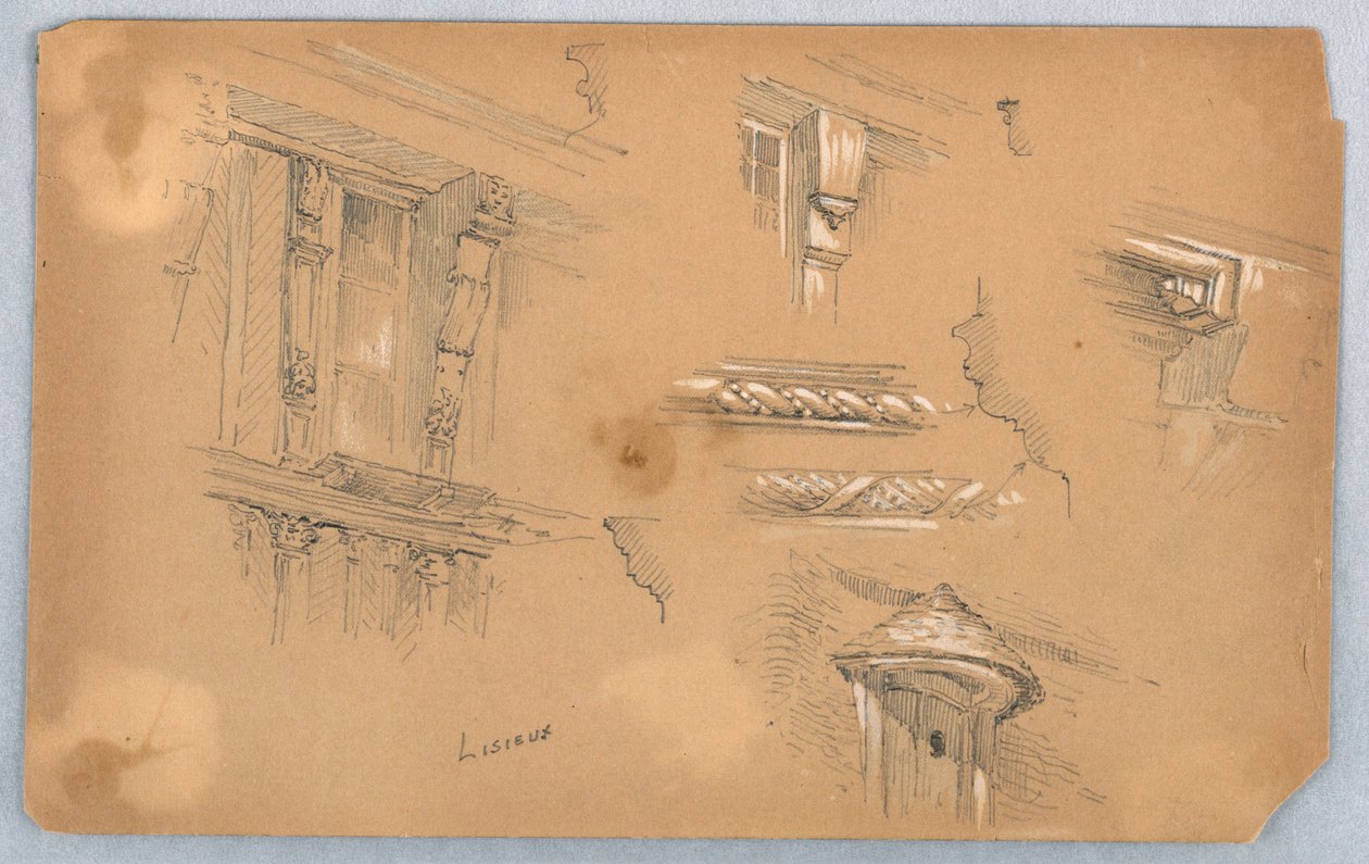 Architectonische details in Lisieux door Arnold William Brunner