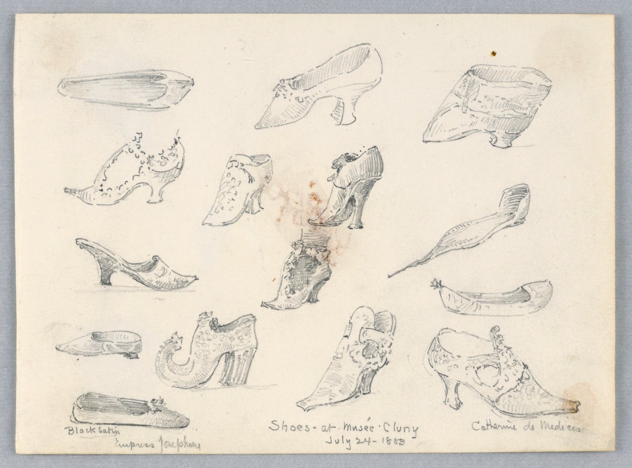 Schetsen van schoenen door Arnold William Brunner