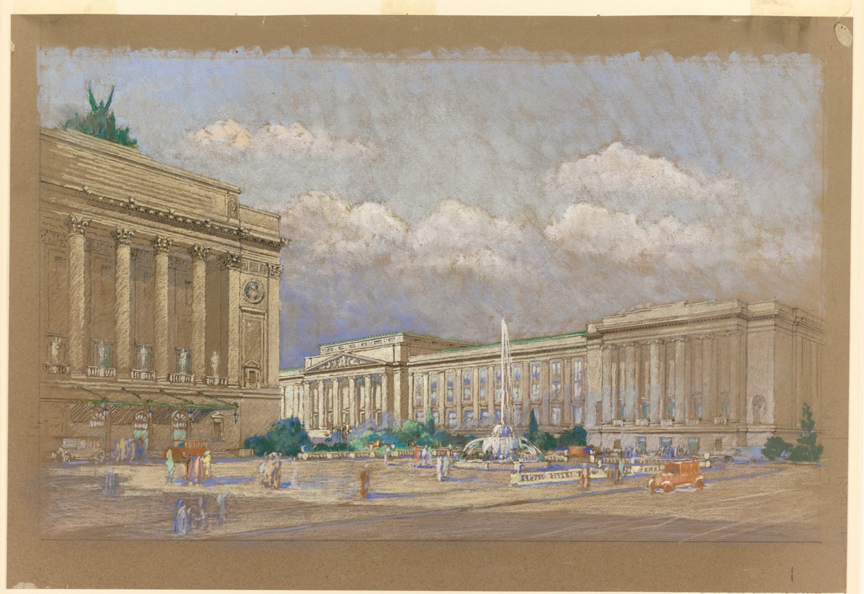 Studie voor Voorgesteld Muziek- en Kunstencentrum, New York, NY door Arnold William Brunner