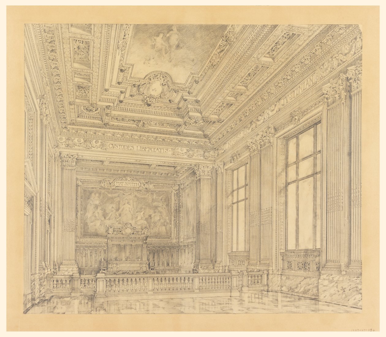 Uitzicht op Rechtbank, Federaal Gebouw, Cleveland, OH door Arnold William Brunner