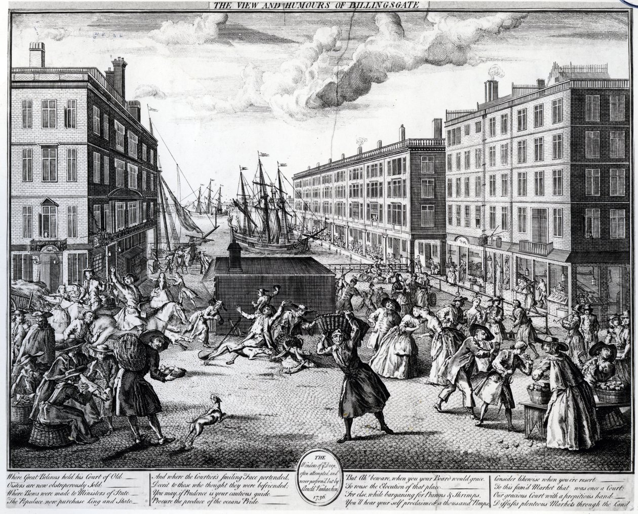Het Uitzicht en de Humor van Billingsgate, 1736 door Arnold van Haecken