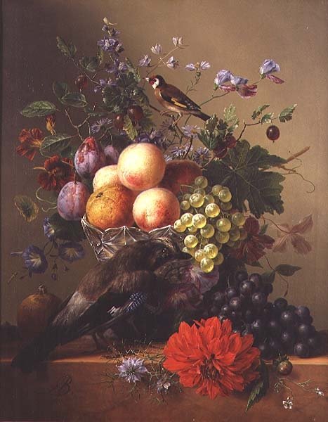 Stilleven met Fruit en Bloemen door Arnoldus Bloemers