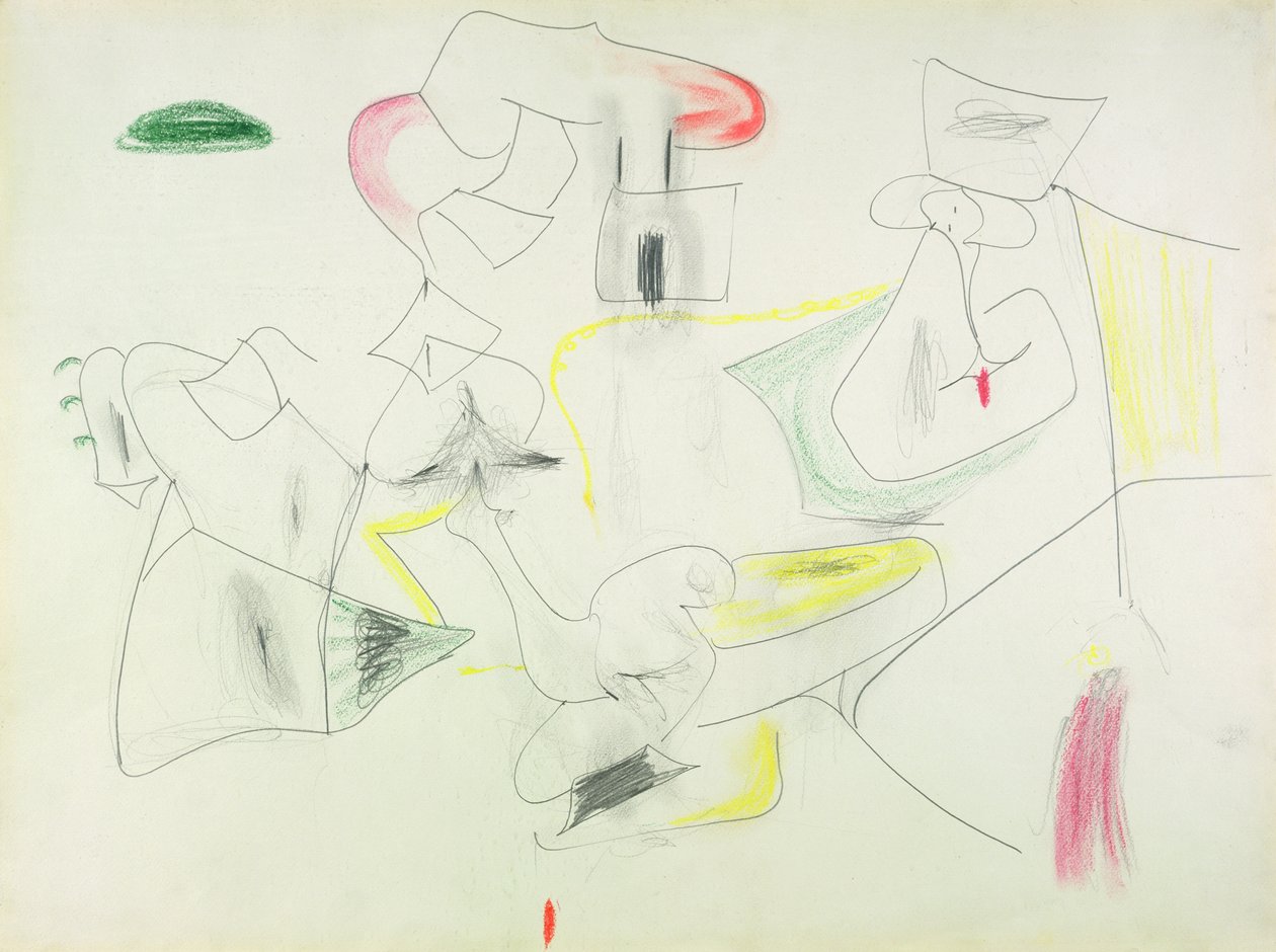 Zonder titel (krijt  potlood op papier) door Arshile Gorky