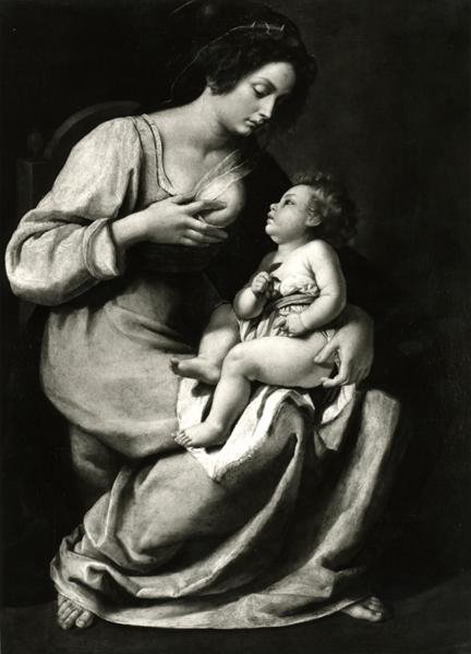 Madonna van de Kersen (b/w foto) door Artemisia Gentileschi
