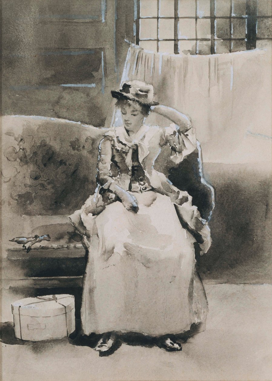 Zonder Titel (Zittende Vrouw) door Arthur Bowen Davies