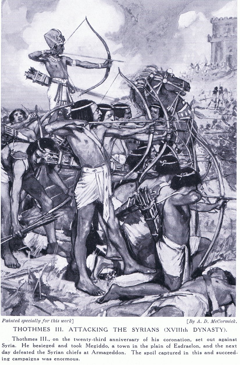 Thomthes III valt de Syriërs aan (XVIIIe Dynastie), c.1920 door Arthur David McCormick