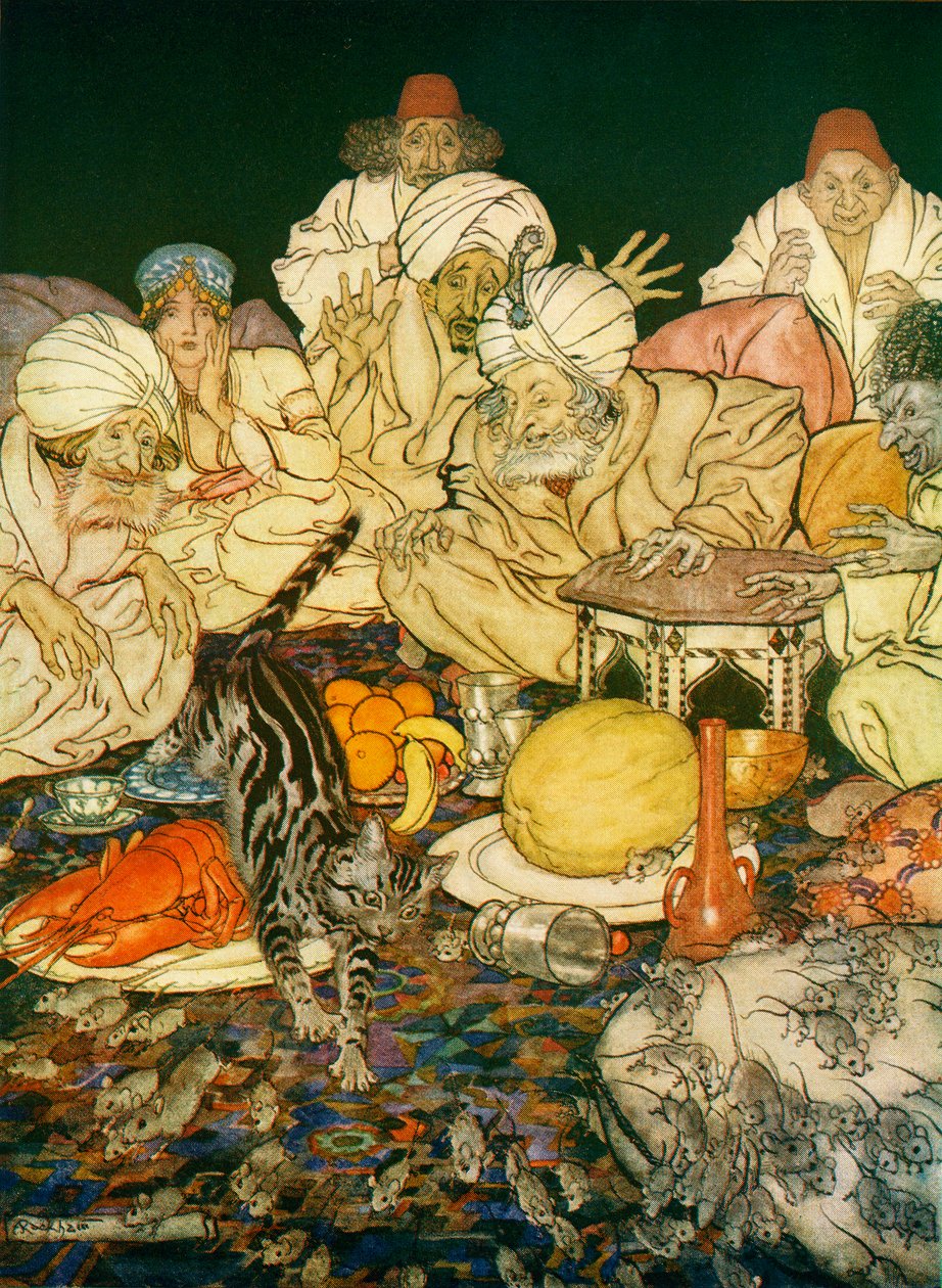 Illustratie bij Dick Whittington en zijn kat, uit Engelse sprookjes naverteld door F.A. Steel, 1927 door Arthur Rackham