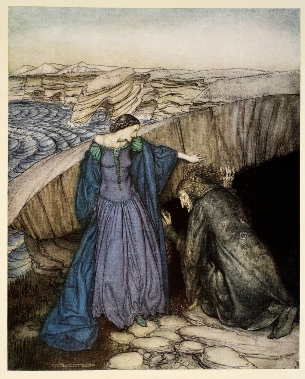 Merlijn en Nimue, illustratie uit 
