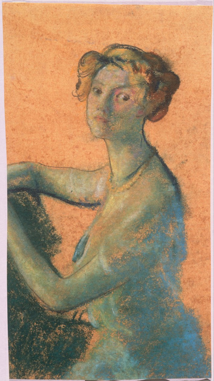 Vrouw met Oranje Achtergrond uit A.B. Davies boek, editie -25, 50 door Arthur Bowen Davies