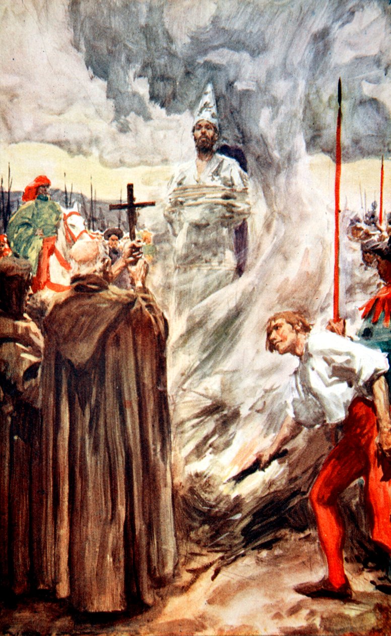 De verbranding van John Huss, 6 juli 1415, 1913 door Arthur C Michael