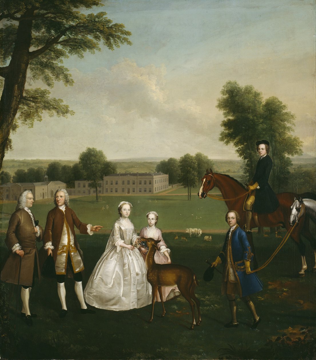 Thomas Lister en familie in Gisburne Park, 1740-41 door Arthur Devis