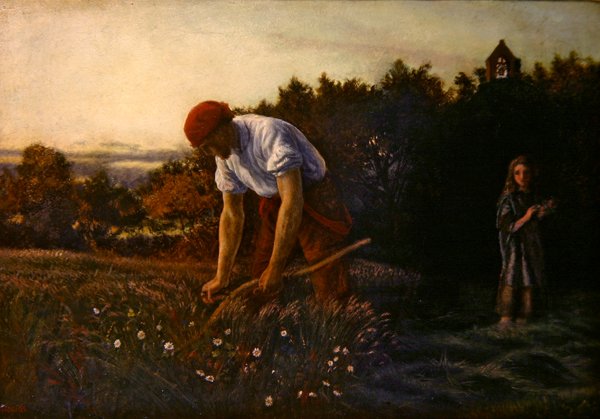 De maaier in de bloemen door Arthur Hughes