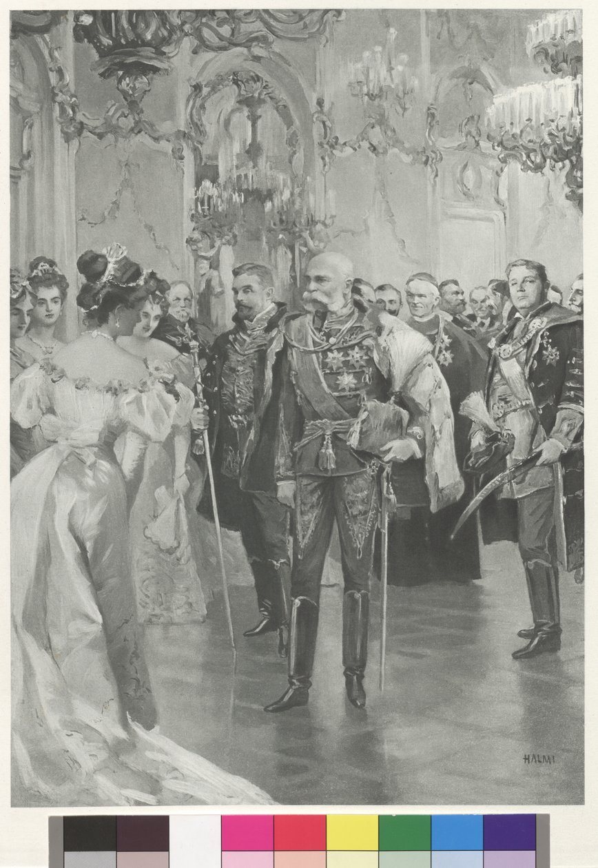 De Keizer houdt de zitrijen voor het podium vast door Arthur Lajos Halmi