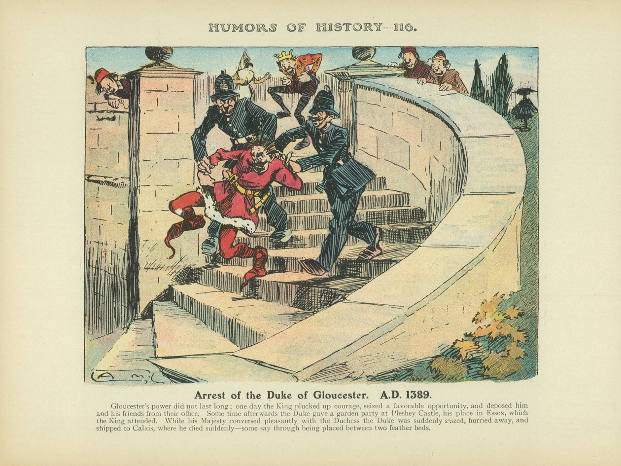 Arrestatie van de hertog van Gloucester. 1389 na Christus (kleurenlitho) door Arthur Moreland