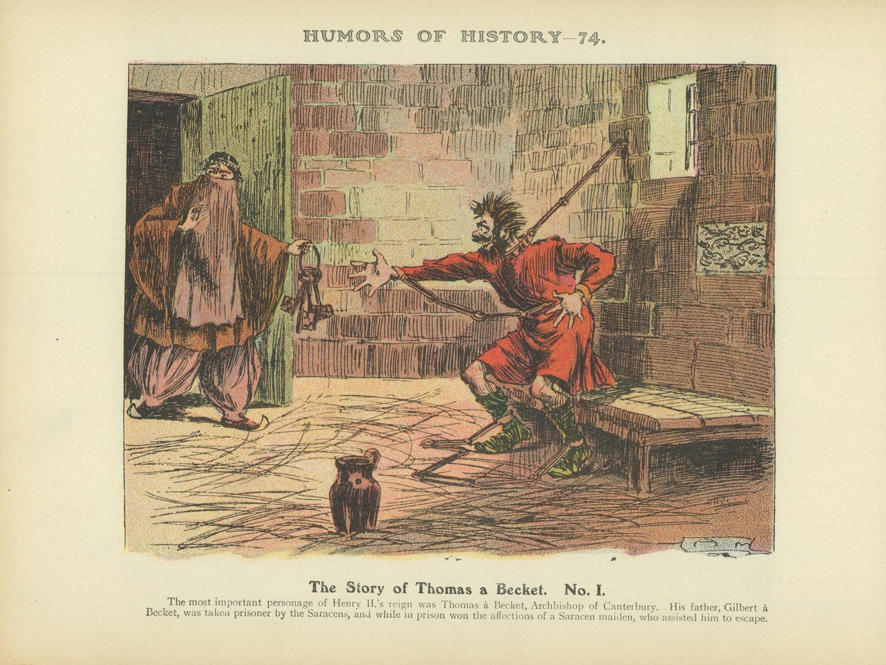 Het verhaal van Thomas Becket. Nr. 1 (kleurenlitho) door Arthur Moreland
