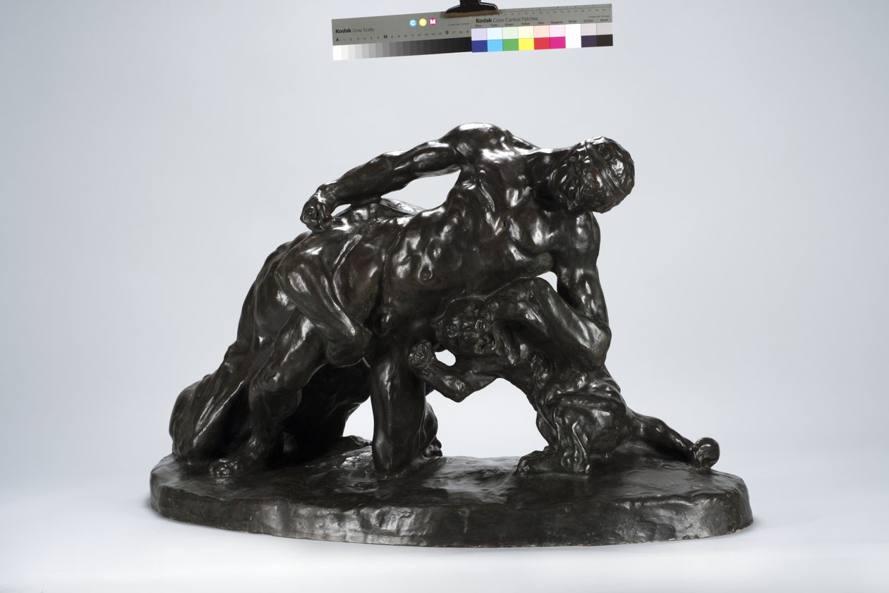 Man in gevecht met leeuwenwelp door Arthur Putnam