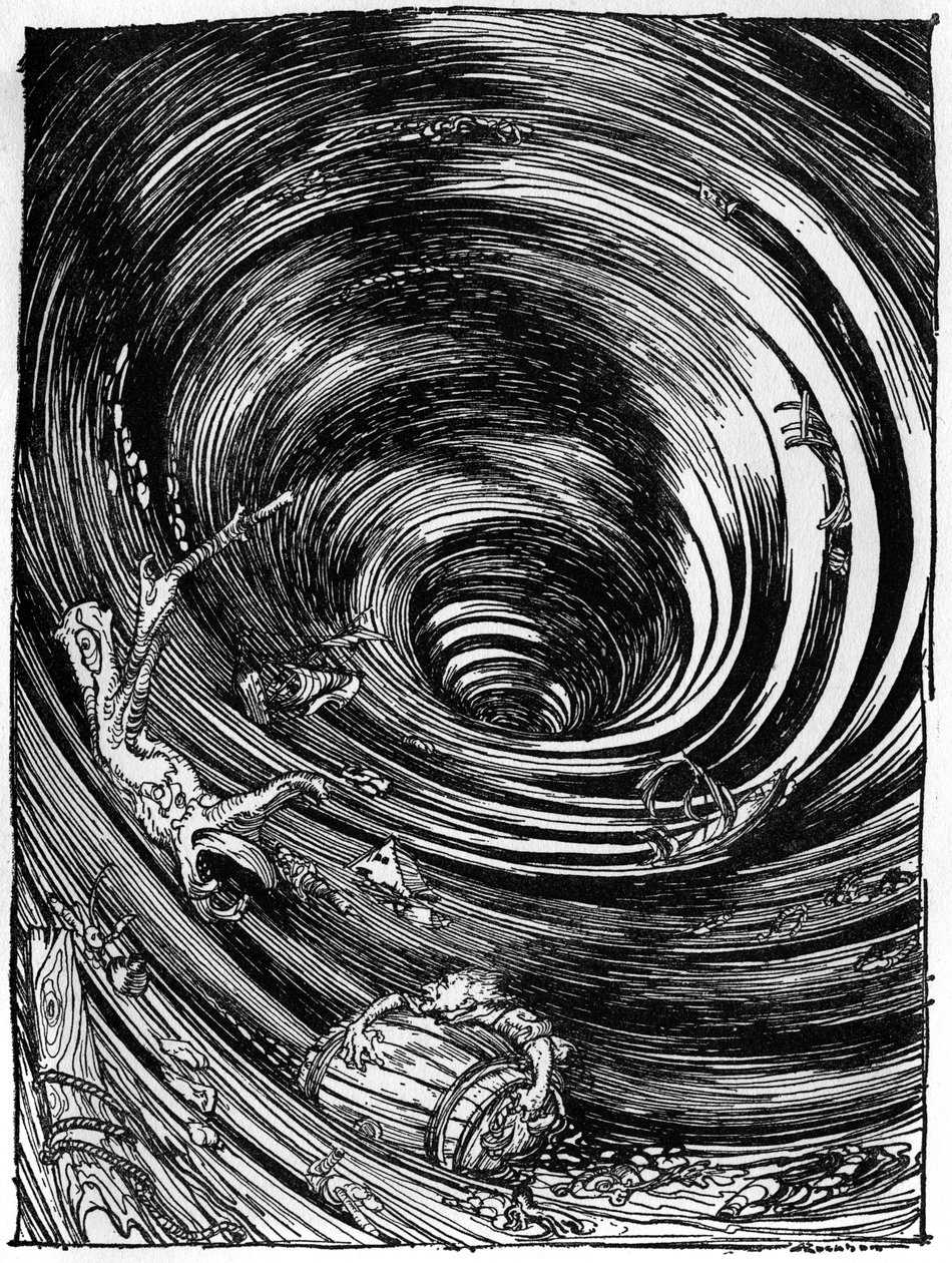 Een afdaling in de Maelstrom door Edgar Allan Poe door Arthur Rackham