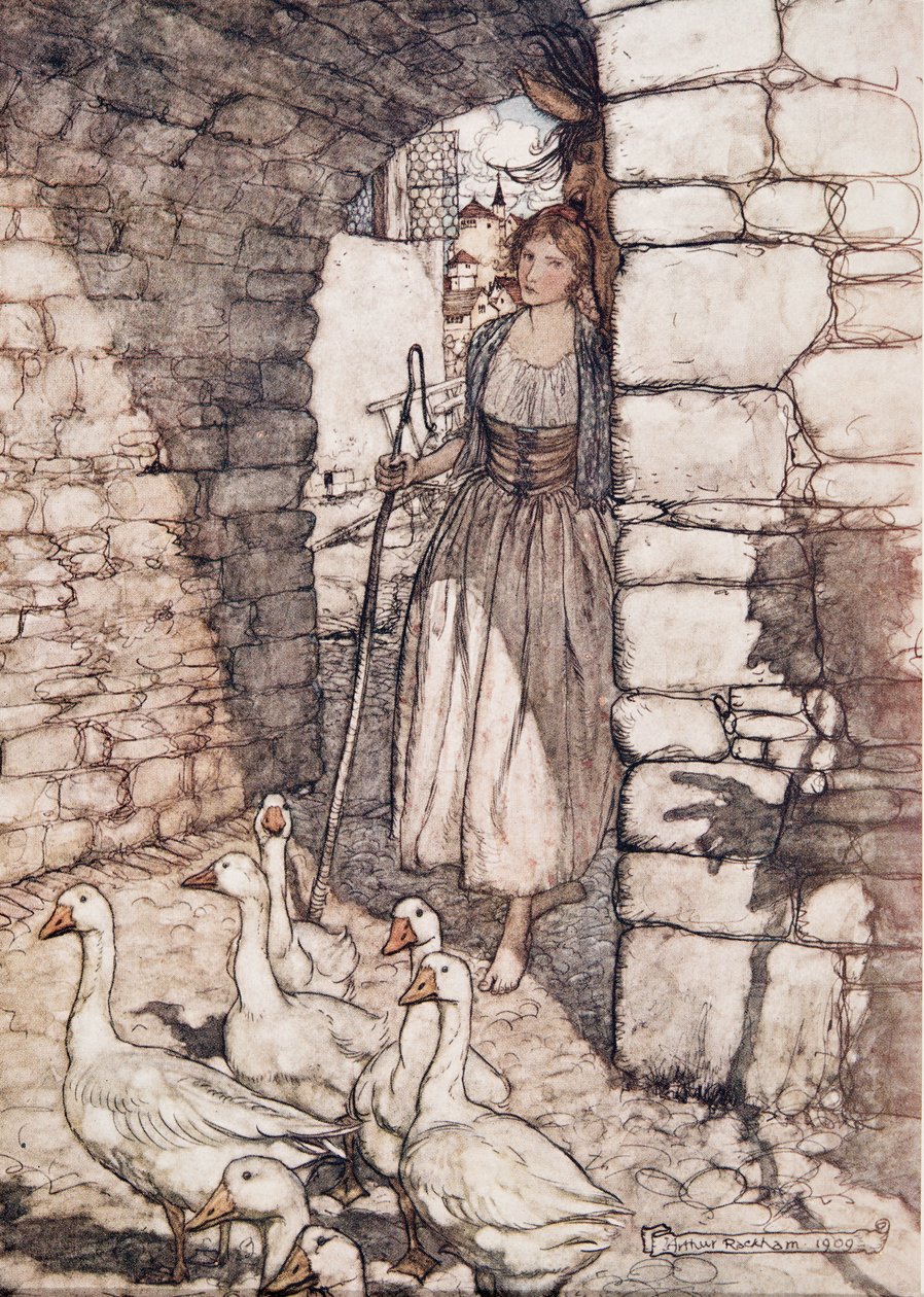 Ach! Lieve Falada, daar hang je, uit De Sprookjes van de Gebroeders Grimm, pub. 1909 door Arthur Rackham