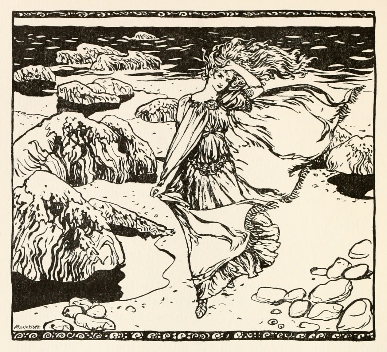Becuma, uit Becuma van de witte huid in Ierse sprookjes door Arthur Rackham