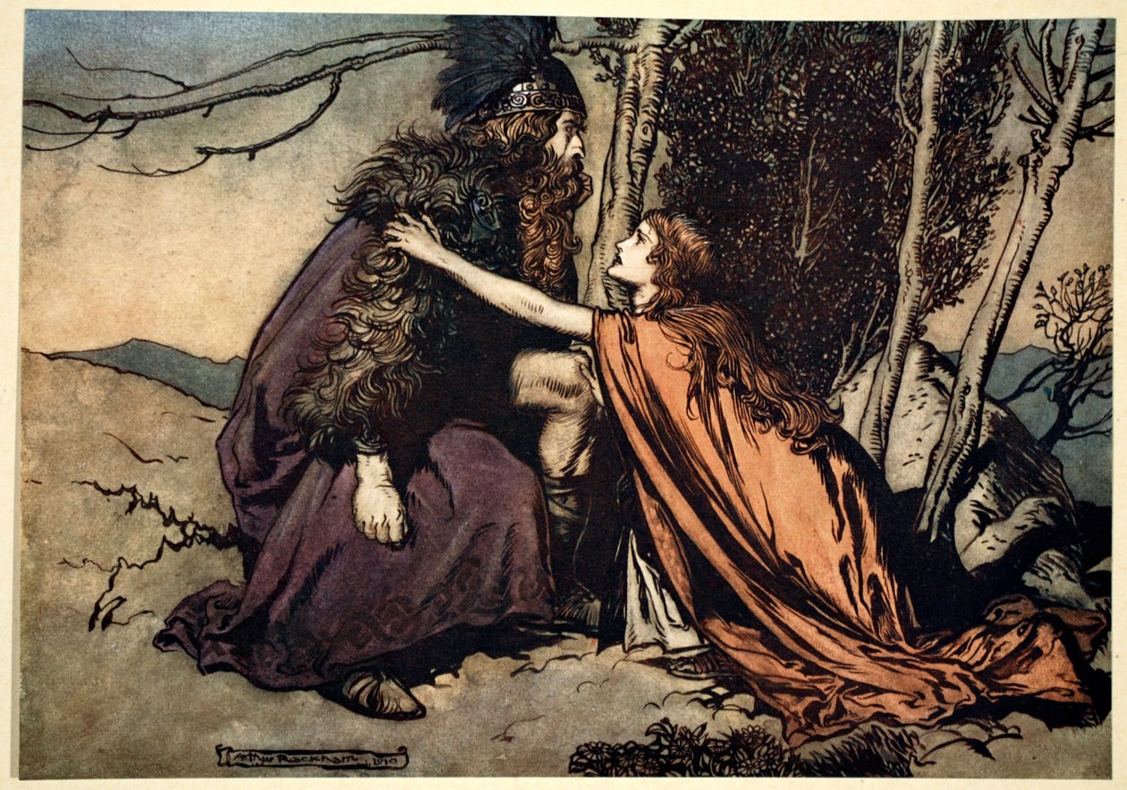 Vader! Vader! Vertel me wat je scheelt, met ontzetting vul je je kind!, 1910 door Arthur Rackham
