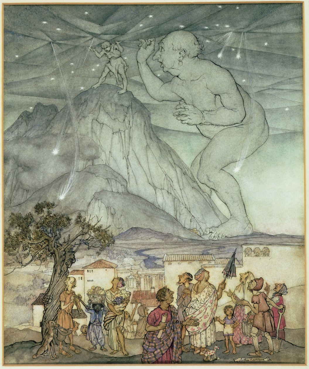 Hercules Ondersteunt de Hemel in Plaats van Atlas door Arthur Rackham