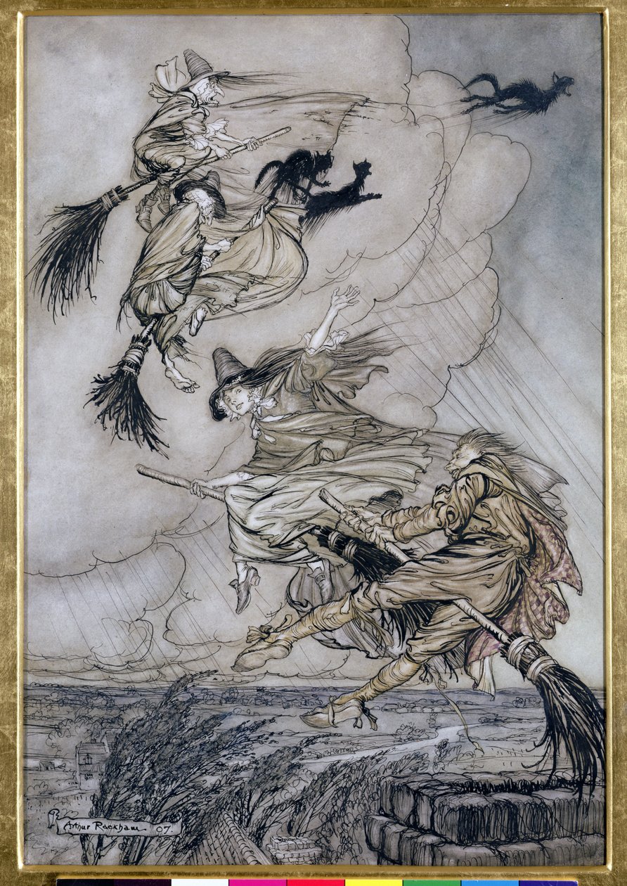 Hey! Up the Chimney Lass! Hey After you!, illustratie in The Ingoldsby Legends of Mirth and Marvels, 1907 door Arthur Rackham