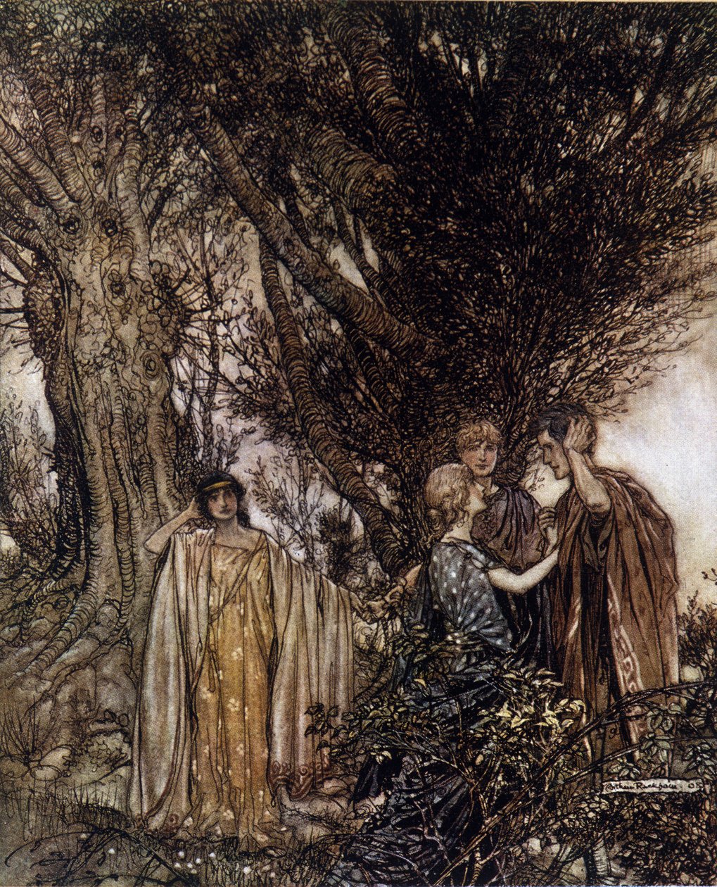 Illustratie door Arthur Rackham voor De Droom van een Zomernacht door William Shakespeare door Arthur Rackham