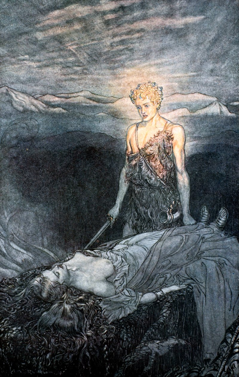 Illustratie uit Siegfried en de Schemering van de Goden, 1924 door Arthur Rackham