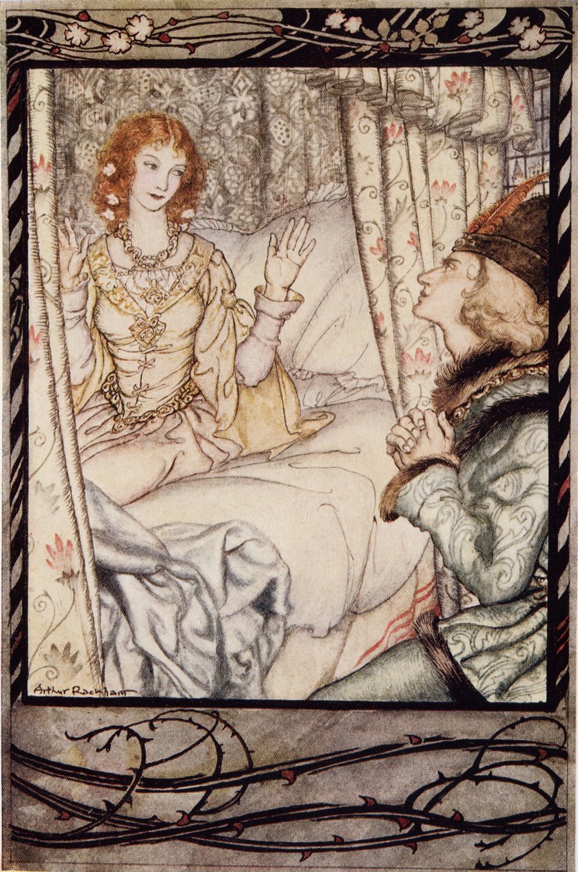 Ben jij het, mijn prins? Ik heb heel lang op je gewacht, uit The Arthur Rackham Fairy Book, gepubliceerd 1933 door Arthur Rackham